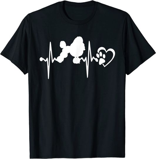 T-shirt para Homem e Mulher Batimento de Coração com Poodle