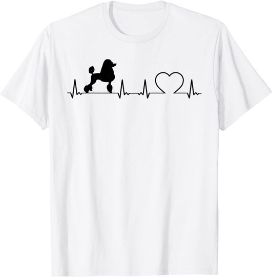 Discover T-shirt para Homem e Mulher Batimento de Coração com Cão Poodle