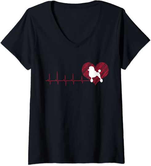 Discover T-shirt para Mulher Batimento de Coração com Poodle Decote em V
