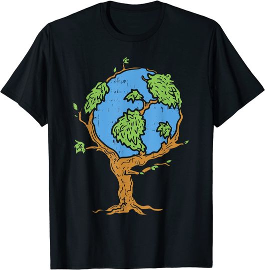 Discover T-Shirt Unissexo Manga Curta Árvore Terra
