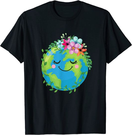 Discover T-Shirt Unissexo Manga Curta Terra Flores Verde