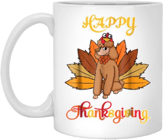 Discover Caneca de Cerâmica Clássica Happy Thanksgiving com Poodle