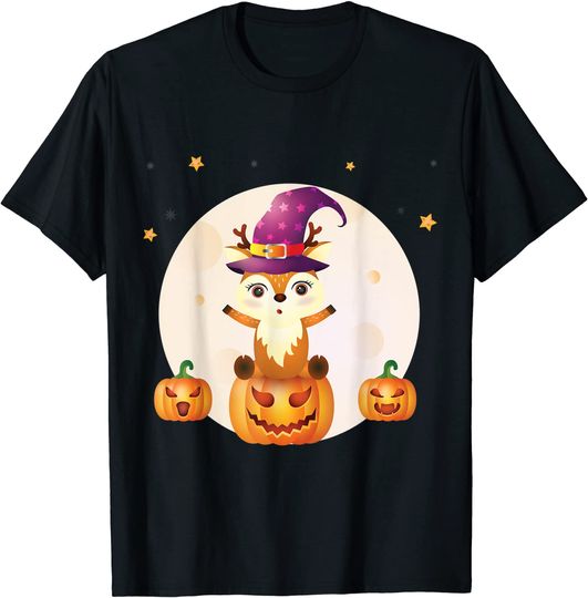 Discover T-shirt para Homem e Mulher Bebé de Cervo Engraçado para o Dia das Bruxas