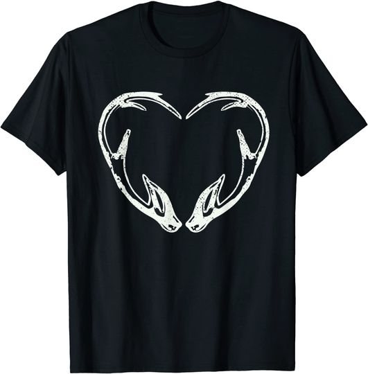 Discover T-shirt para Homem e Mulher Chifres de Veado em Forma de Coração