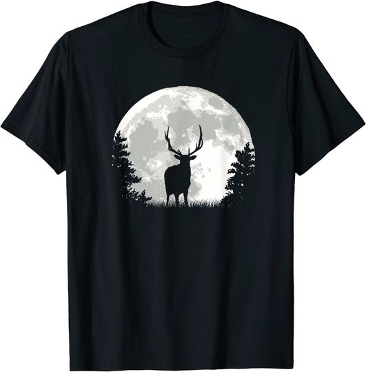 Discover T-shirt para Homem e Mulher com Cervo e Lua