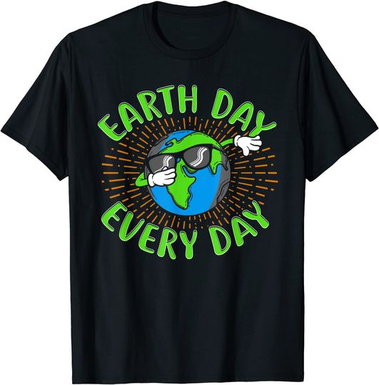 Discover T-Shirt Unissexo Manga Curta Terra com Óculos Earth Day Every Day