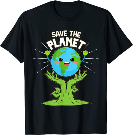 Discover T-Shirt Unissexo Manga Curta Terra Verde Save The Planet