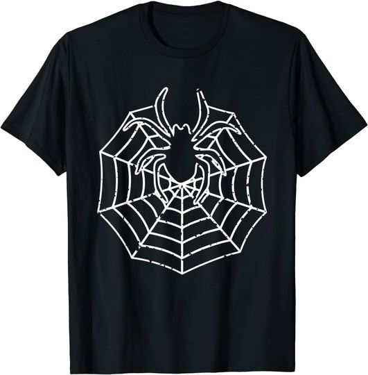 Discover T-shirt para Homem e Mulher Silhueta de Teia de Aranha Dia das Bruxas