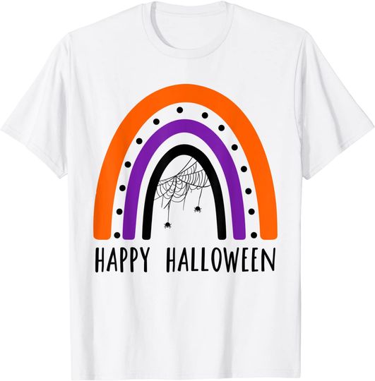 T-shirt para Homem e Mulher Happy Halloween com Aranha