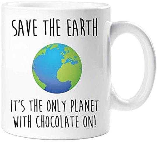 Discover Caneca de Cerâmica Clássica Salve A Terra, É O Único Planeta com Chocolate