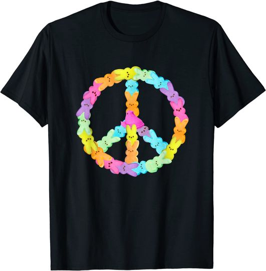 T-Shirt Unissexo Manga Curta Símbolo de Paz com Flores