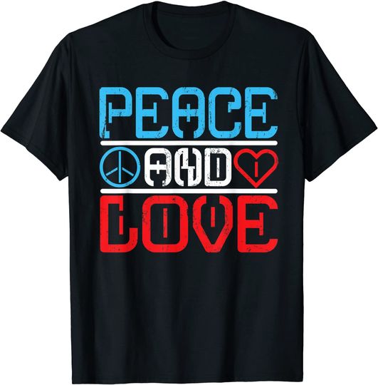 Discover T-Shirt Unissexo Manga Curta Peace And Love