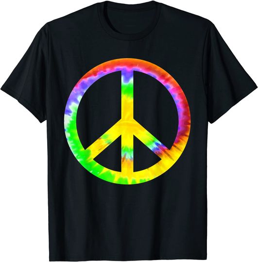 Discover T-Shirt Unissexo Manga Curta Símbolo de Paz Colorido