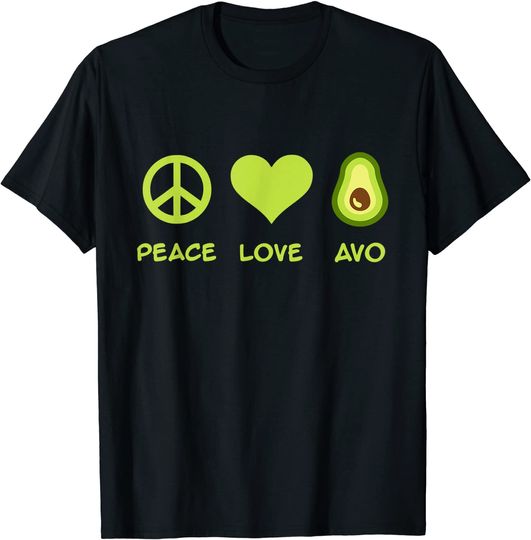 T-Shirt Unissexo Manga Curta Símbolo de Paz Amor Abacate
