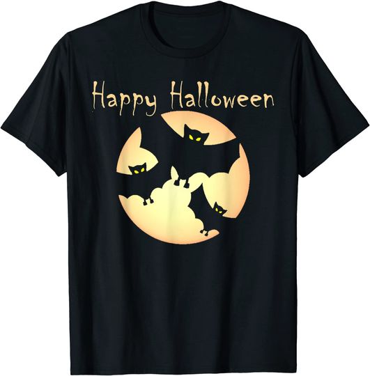 Discover T-shirt para Homem e Mulher Morcego Lunar Assustador de Halloween