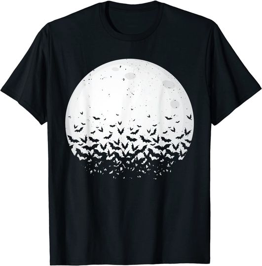 Discover T-shirt para Homem e Mulher Silhueta de Morcego na Lua
