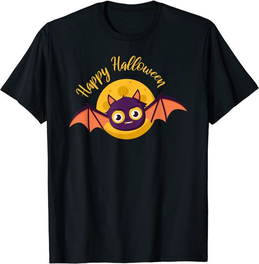 Discover T-shirt para Homem e Mulher Hallpy Halloween com Lindo Morcego