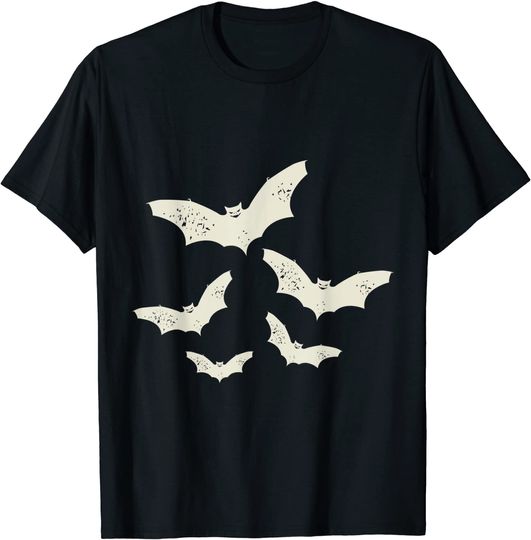Discover T-shirt para Homem e Mulher com Estampa de Morcegos Halloween