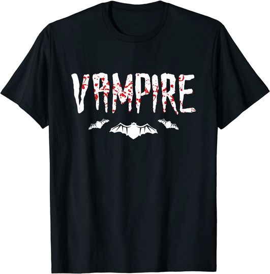 T-shirt para Homem e Mulher Vampiro Morcego Assustador de Halloween