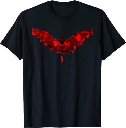 Discover T-shirt para Homem e Mulher com Morcego Vermelho Halloween