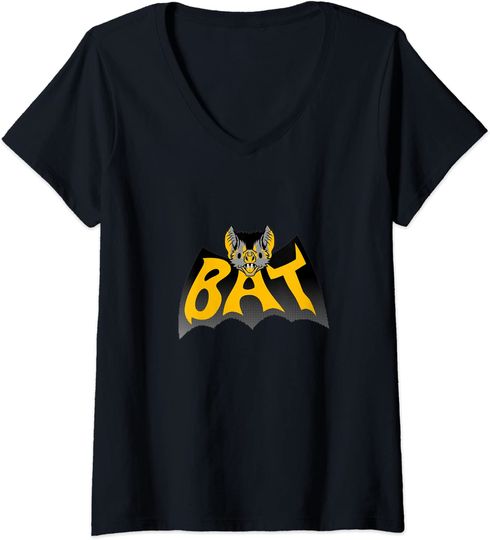 Discover T-shirt para Mulher com Morcego Halloween Decote em V