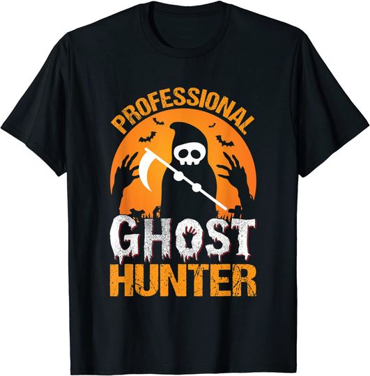 Discover T-shirt para Homem e Mulher Caçador Profissional de Fantasmas Halloween