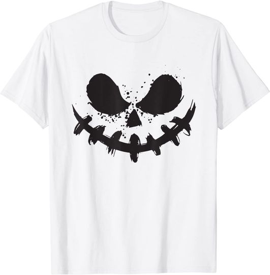 T-shirt para Homem e Mulher Cara de Fantasma Abóbora Halloween