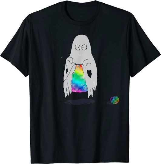T-shirt para Homem e Mulher Lindo Arco-Íris Fantasma LGBT Halloween