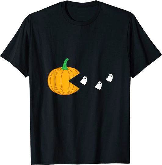 T-shirt para Homem e Mulher Abóbora Fantasma Halloween