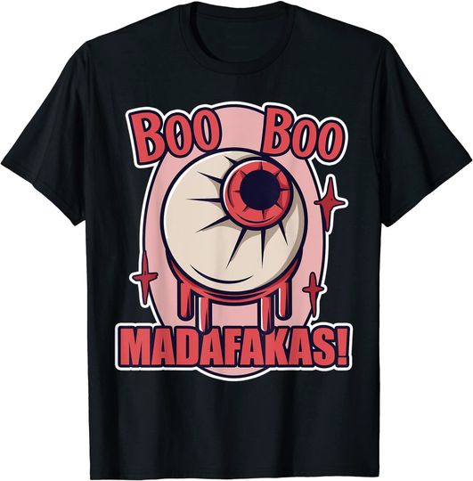 T-shirt para Homem e Mulher Halloween Boo Boo Madafakas Retro Vintage