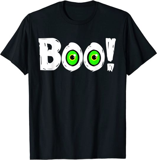 T-shirt para Homem e Mulher Boo Fantasma Olhos Verdes