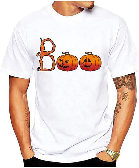 Discover T-shirt para Homem Boo Abóbora Fantasma Halloween