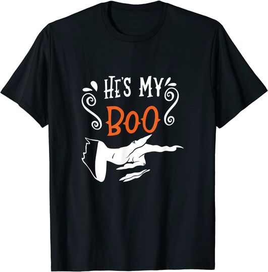 Discover T-shirt para Homem e Mulher Halloween He’s My Boo
