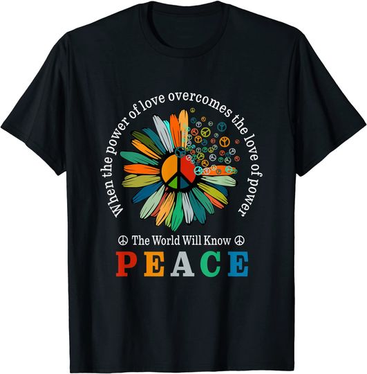 Discover T-Shirt Unissexo Manga Curta Símbolo De Paz Flores Paz Mundial