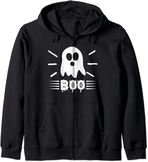 Discover Hoodie com Fecho-éclair Unissexo Boo Divertido Halloween