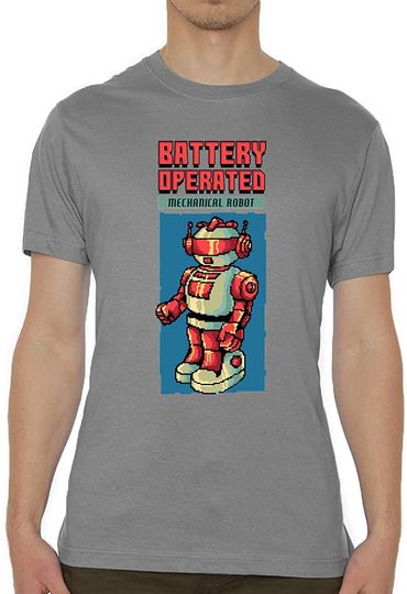 Discover T-shirt de Homem Manga Curta Robô Código de Barras