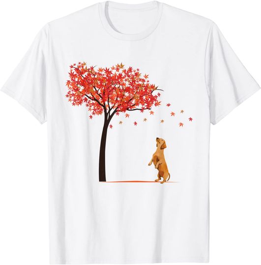 T-shirt para Homem e Mulher Tree Halloween com Cão
