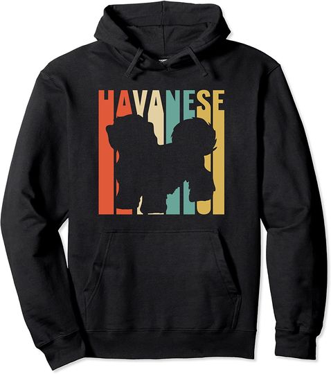 Discover Havanese Retro 1970's Dog Silhouette Pullover Hoodie