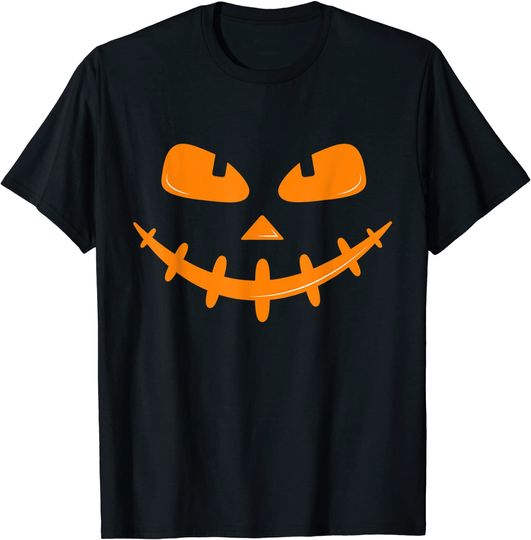 T-shirt para Homem e Mulher com Cara de Abóbora Halloween
