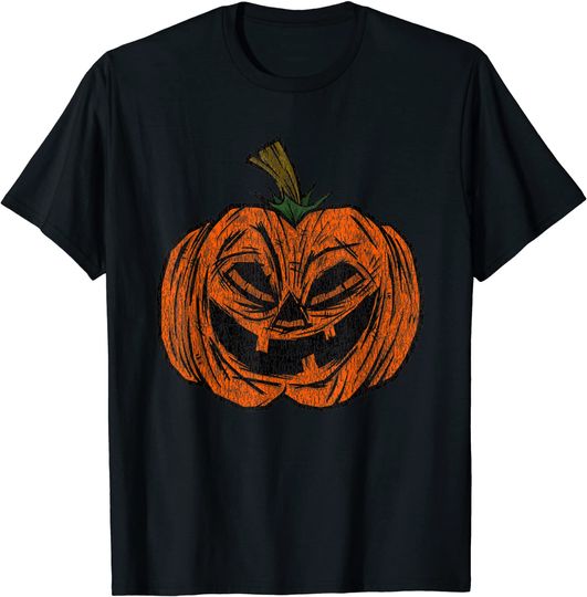 T-shirt para Homem e Mulher Divertido Halloween com Cara de Abóbora