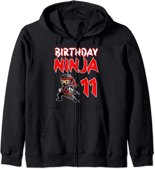 Hoodie Unissexo Com Fecho-Éclair Ninja Presente de Aniversário de 11 Anos