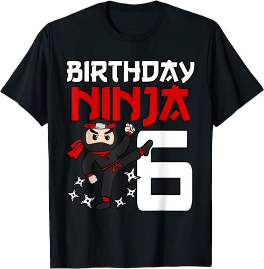 Discover T-Shirt Unissexo Manga Curta Ninja Presente de Aniversário de 6 Anos