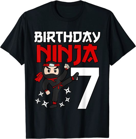 Discover T-Shirt Unissexo Manga Curta Ninja Presente de Aniversário de 7 Anos