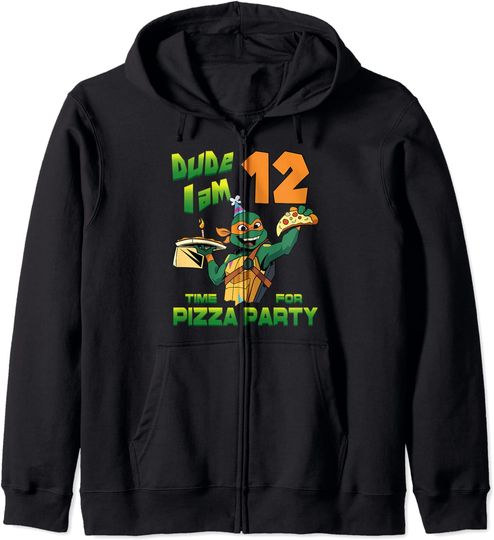 Discover Hoodie Unissexo com Fecho-Éclair Festa de Pizza Tartaruga Ninja Presente de Aniversário de 12 Anos