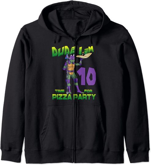 Discover Hoodie Unissexo com Fecho-Éclair Festa de Pizza Tartaruga Ninja Presente de Aniversário de 10 Anos