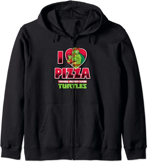 Hoodie Unissexo com Fecho-Éclair Tartaruga Ninja I Love Pizza