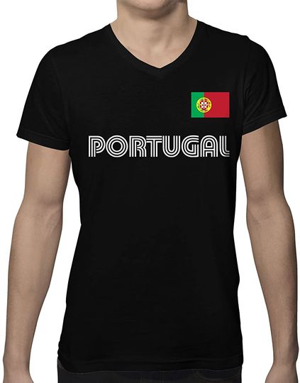 Discover T-shirt para Homem Portugal com Bandeira Decote em V
