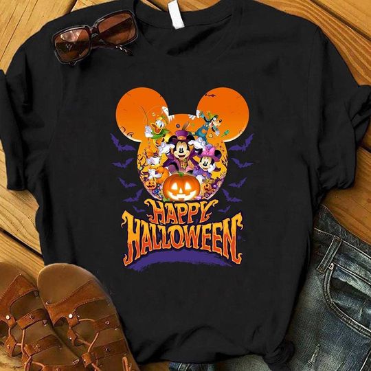 Discover Camiseta T Shirt Manga Curta Família Happy Halloween Personagens de Desenho Animado
