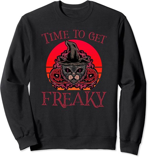 Discover Suéter Unissexo Gato Preto Time to Get Freaky Halloween