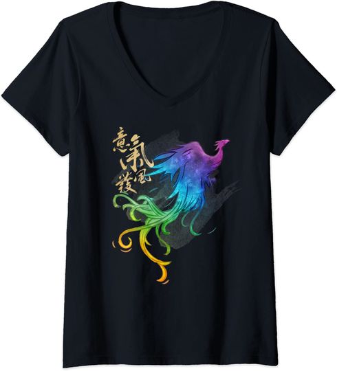 Discover T-shirt de Mulher com Decote Em V Fénix Colorida